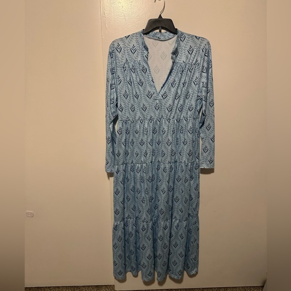 Chic Blue Long Sleeve Dress